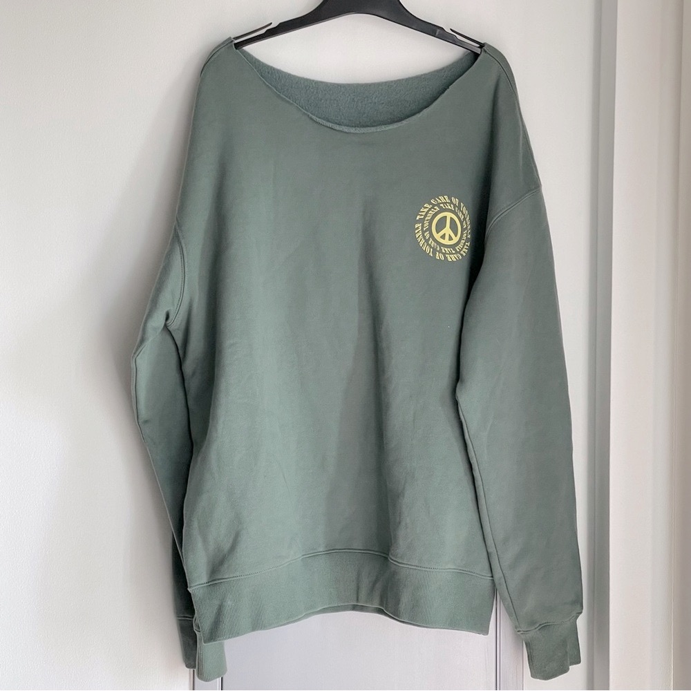 H&M Take Care Of Yourself Sage Green Sweatshirt